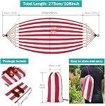 MOSFiATA Hammocks Portable Camping Hammock Upgraded 550lb Thickened Fabric Single Hammocks with Two Anti Roll Balance Beam and Tree Straps for Camping, Patio, Backyard, Outdoor(Red White)
