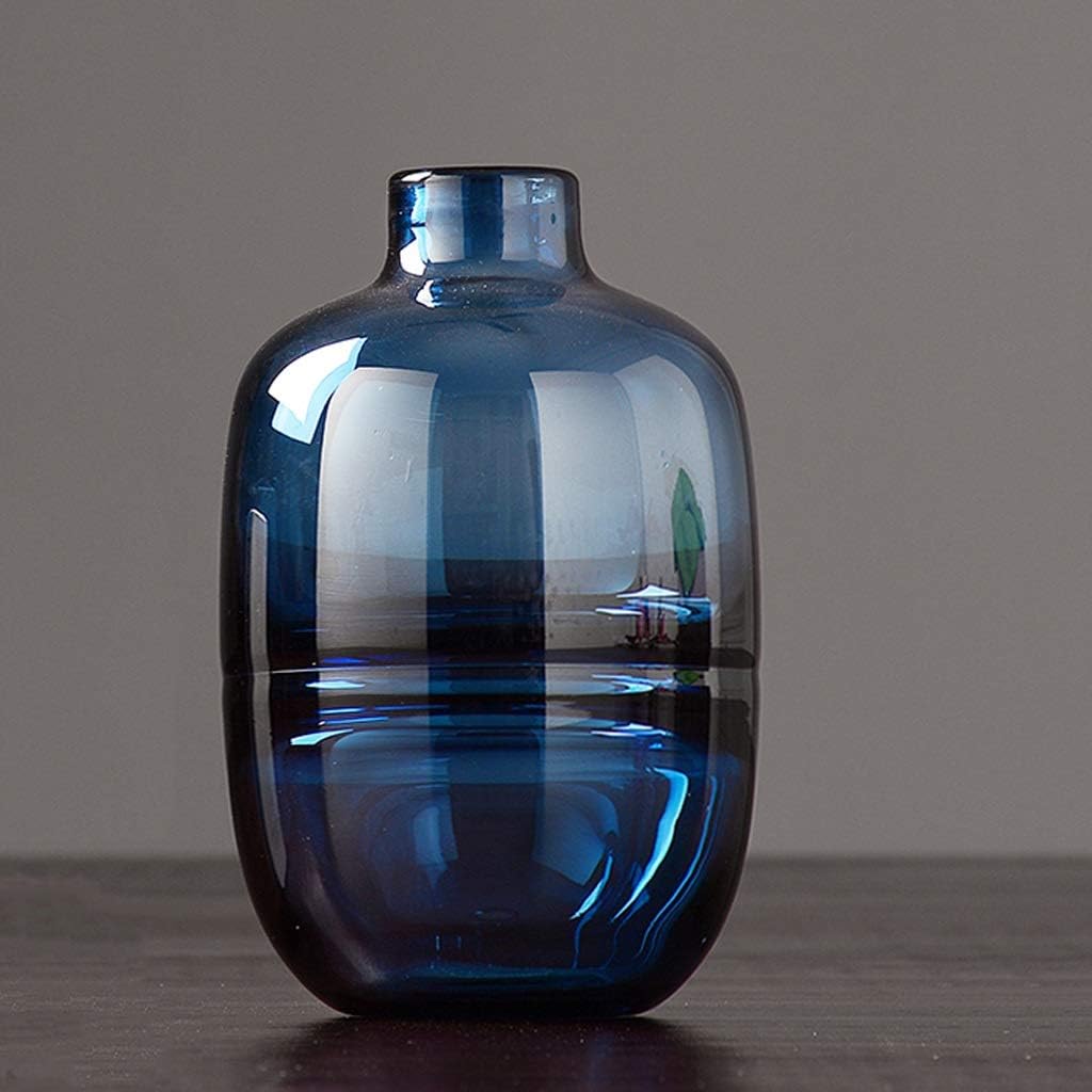 PLL Vase Modern Minimalist Transparent Glass Vase Nordic Style Living Room Flower Arrangement Ornament Blue Style A