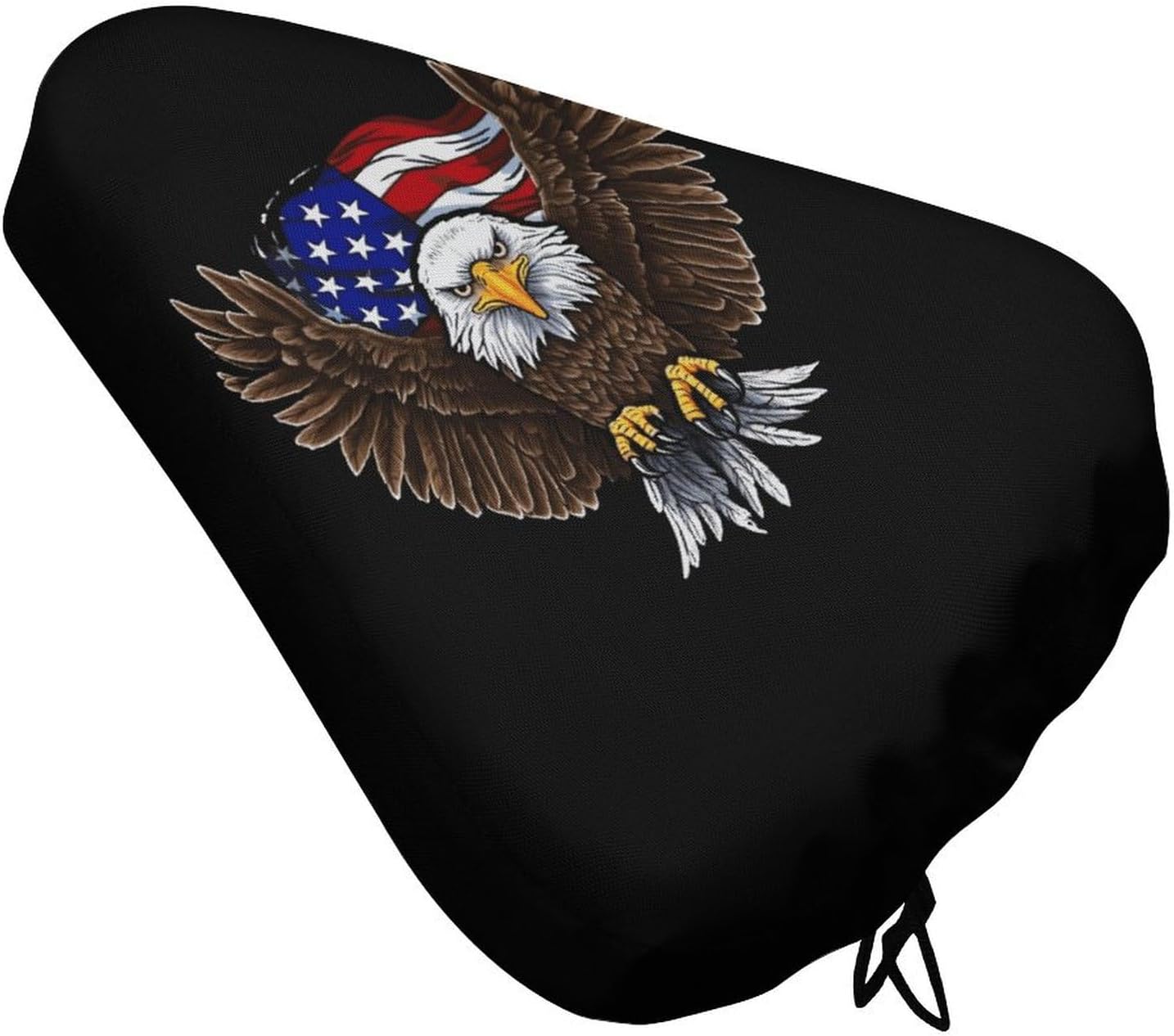 USA Flag Patriotic Eagle Bike Seat Cover Water-Repellent Exercise Bike Seat Cushion Bicycle Saddle Cover with Drawstring Rain Snow Dust Covers for City Mountain Road Biking