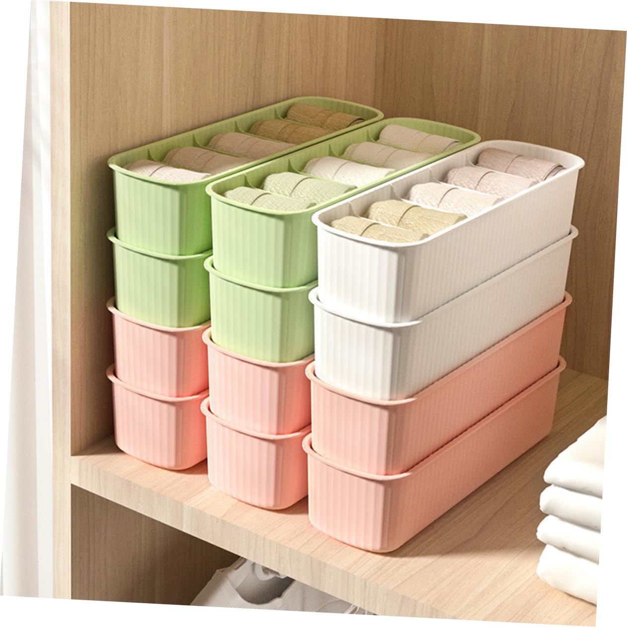 3 Pack PP Compartment Underwear Organizer for Drawer Closet Storage image 2