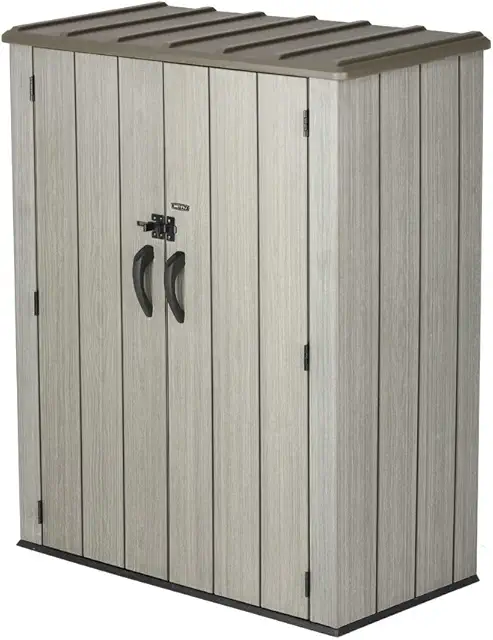 Insulated Vertical Storage Shed - Lifetime 60209, 53 cu ft, Brown Roof