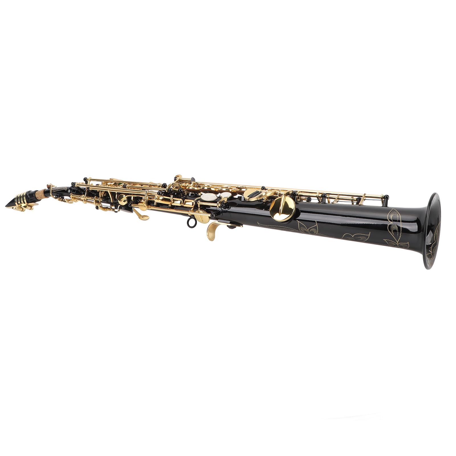 Emoshayoga Kit per Sassofono Soprano Chiave Bb in Ottone con Bocchino e Manico Curvo per Musicisti Jazz Principianti