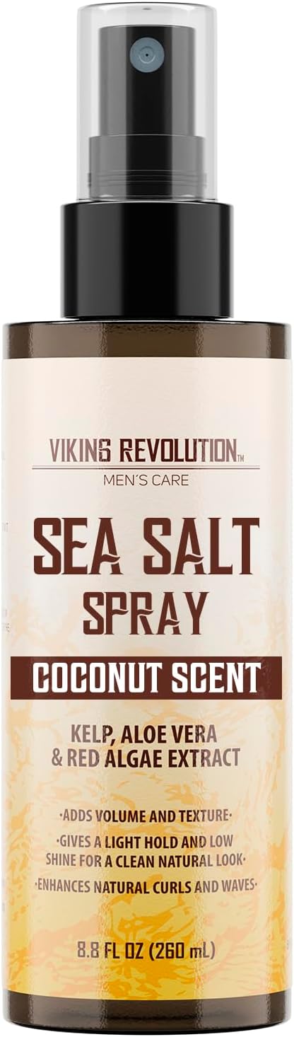 Coconut Sea Salt Spray for Hair Men - Hair Texturizing Spray with Kelp, Aloe Vera & Red Algae Extract - Surf to Add Volume and Texture - Sea Salt for Men Beach