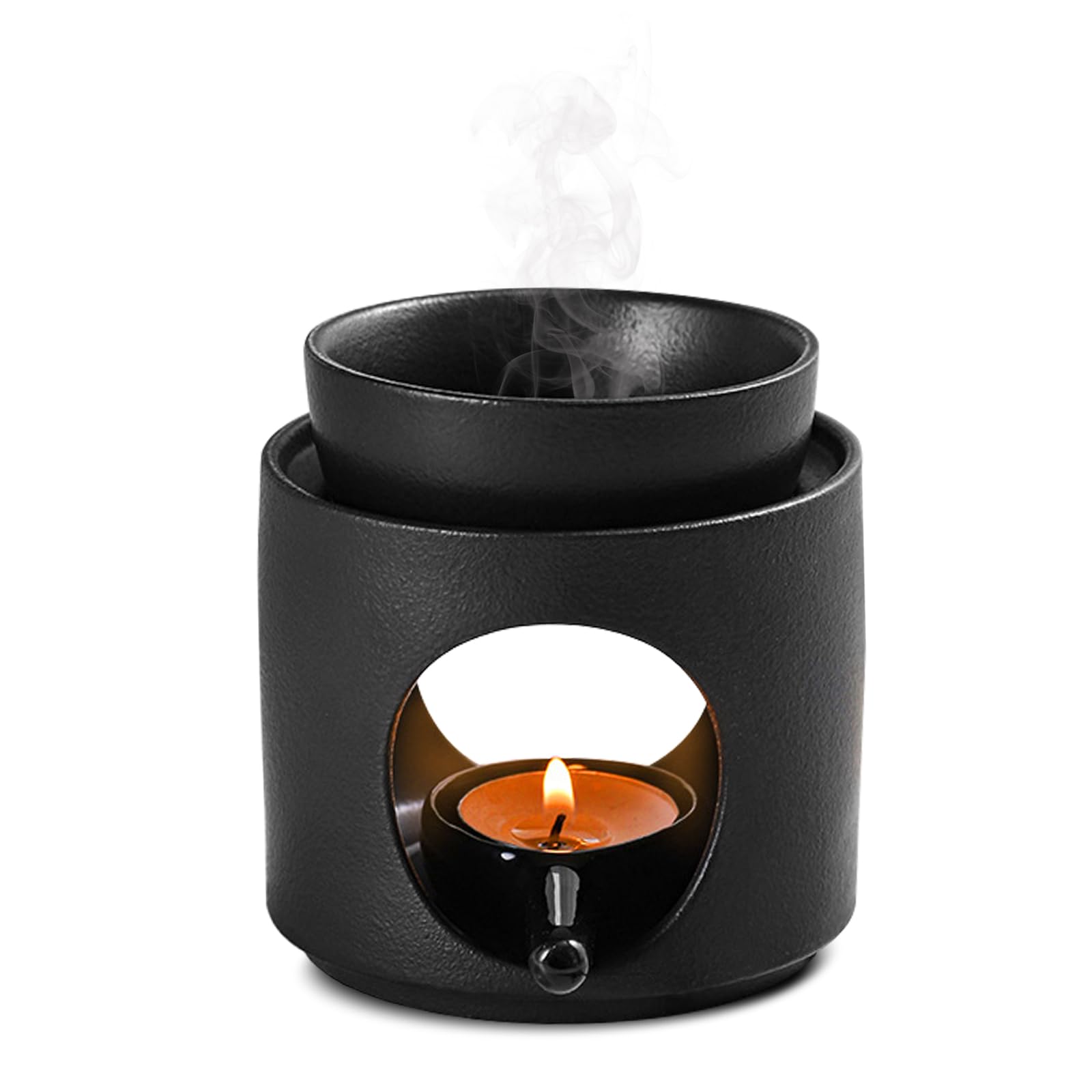 seeykey Lámpara aromática de cerámica para aceites esenciales con portavelas, lámpara de aroma, difusor de aceite y cera, lámpara de aceite aromático, 11 cm de alto x 10 cm de ancho, bandeja
