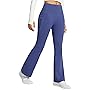 baleaf Women's Fleece Lined Pants Winter Thermal Warm Yoga Pants Flare Leggings Waterproof Warm Bell Bottom Leggings with Pockets 31'' Blue XS
