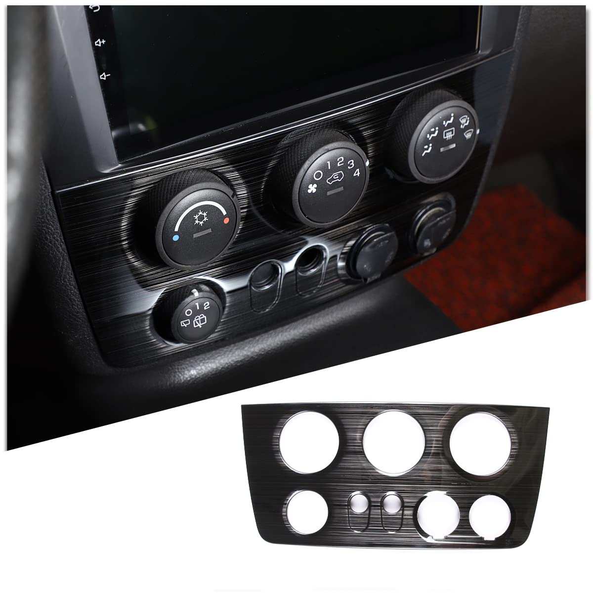Fgtagtal Center Console Volume Control Panel Cover Fit for Hummer H3 2005-2009, Inner Volume Switch Knob Panel Decorative Frame Accessories, 1PCS (Black)