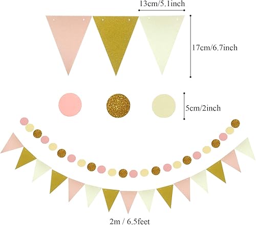 Miniatura 6 de ZERODECO Juego de abanicos de papel para colgar en fiestas, globos de confeti rosa, abanicos plegables decorativos, pompones de papel, banderas