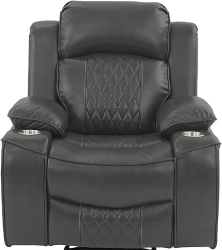 Miniatura 4 de Sillón reclinable eléctrico de gel carbón con asiento y reposabrazos, color de almacenamiento, base de metal y madera