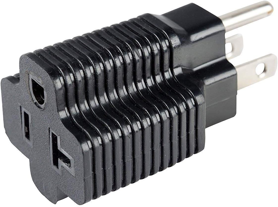 Lightning Bug Plugs 15 Amp Male to 20 Amp Female Plug Outlet 3 Prong Household T-Blade Adapter UL-Listed 120V
