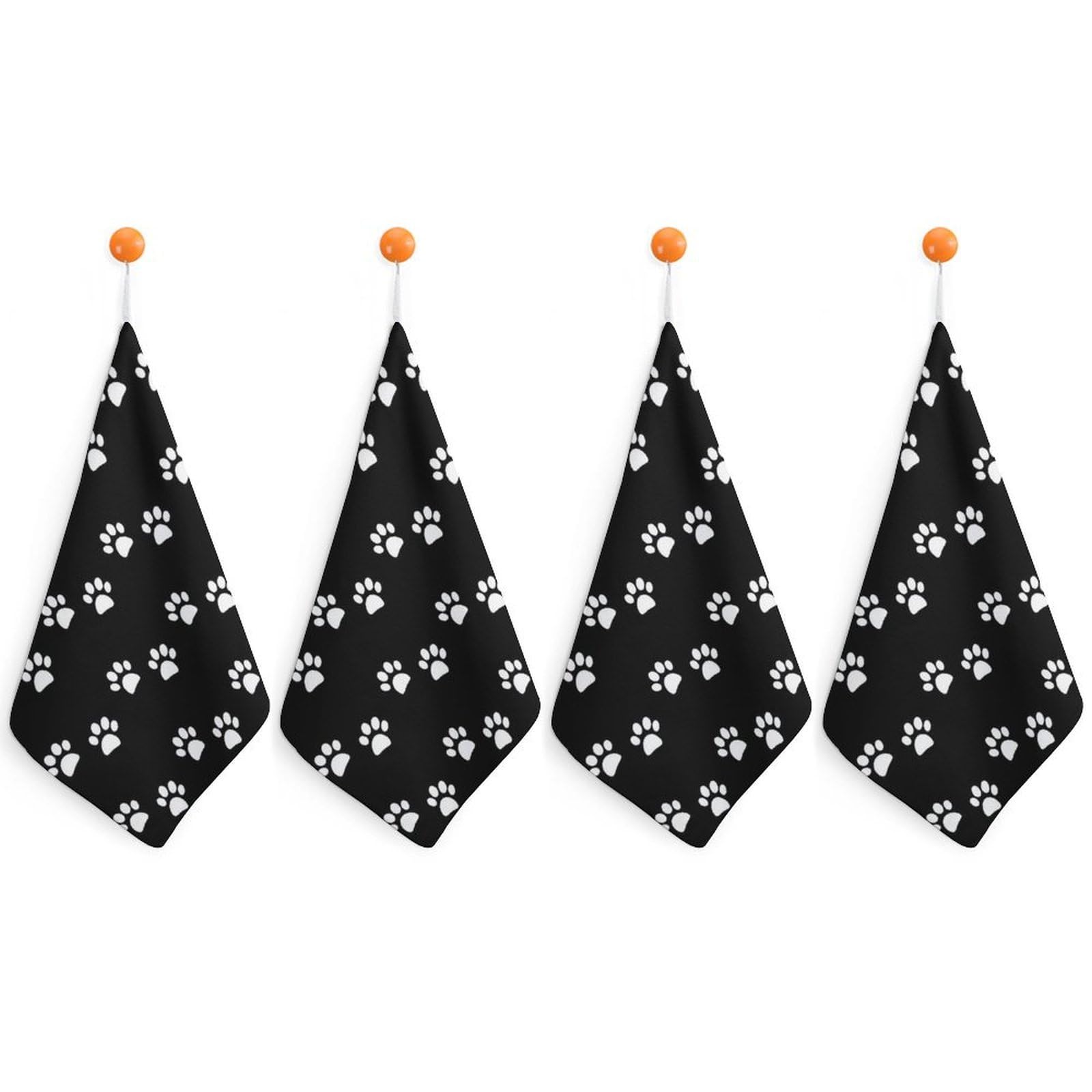 LWORZIIB 4 Piece Hanging Hand Towels, Dog Paw Prints Small Dry Hand Towel for Kitchen Bathroom