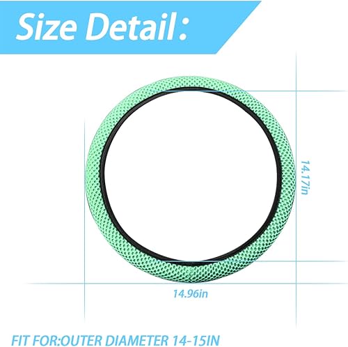 Miniatura 2 de Moly Magnolia Funda elástica extensible para volante de automóvil universal de 15 pulgadas, de microfibra transpirable, de seda helada,