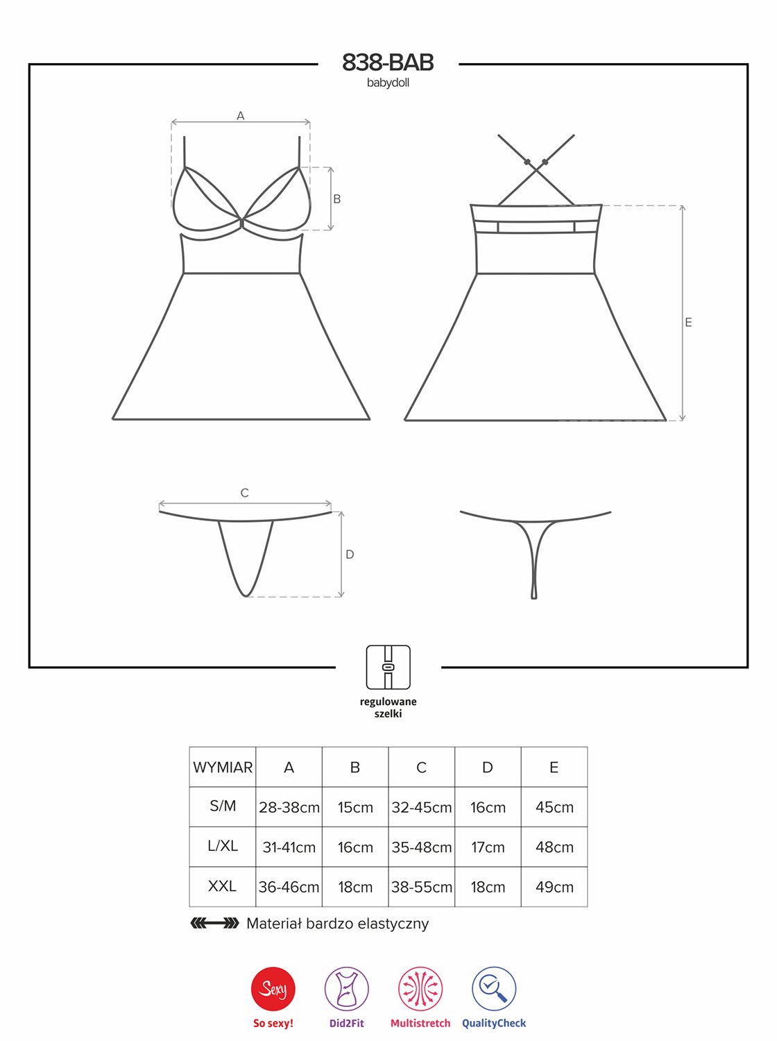 Obsessive. Damen Dessous Reizwäsche Babydoll Hemdchen Negligee in rot transparent mit Bänder sowie Netz und String Größe: L/XL