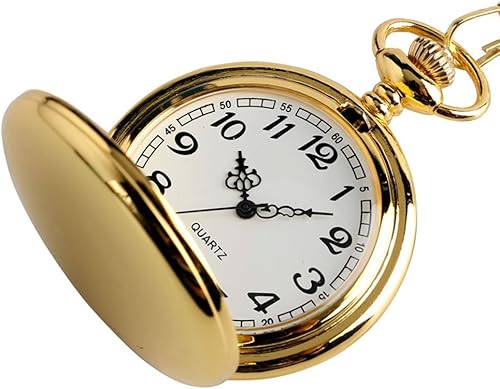 Miniatura 5 de WIOR Classic Smooth Vintage Pocket Watch Silver Steel Mens Watch with 14 in Chain for Graduation Xmas Fathers Day