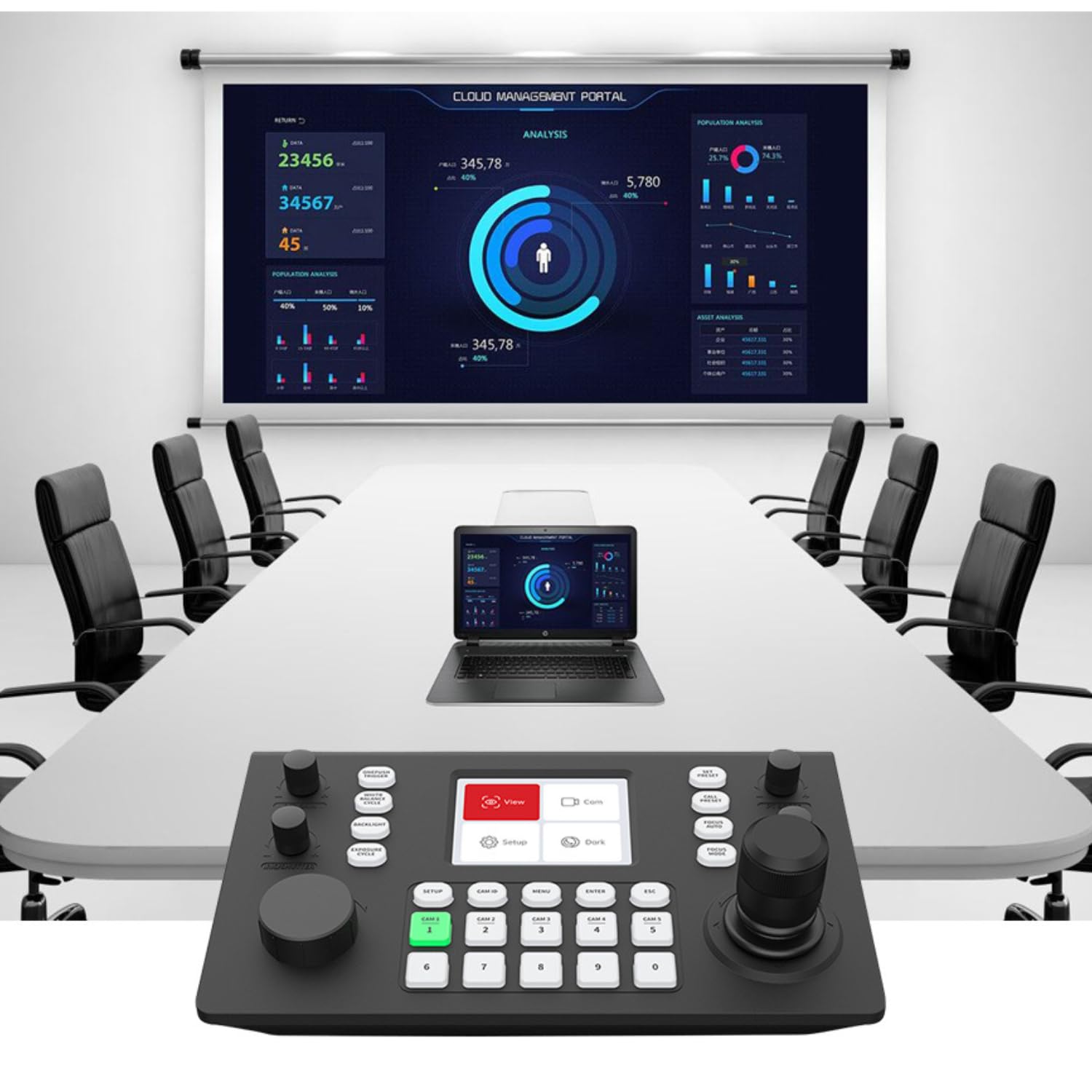Controller NDI PTZ, controller joystick PTZ abilitato PoE, tastiera controller telecamera IP NDI con joystick 4D VISCA PELCO D/P RS232 RS485 per chiesa di culto live streaming