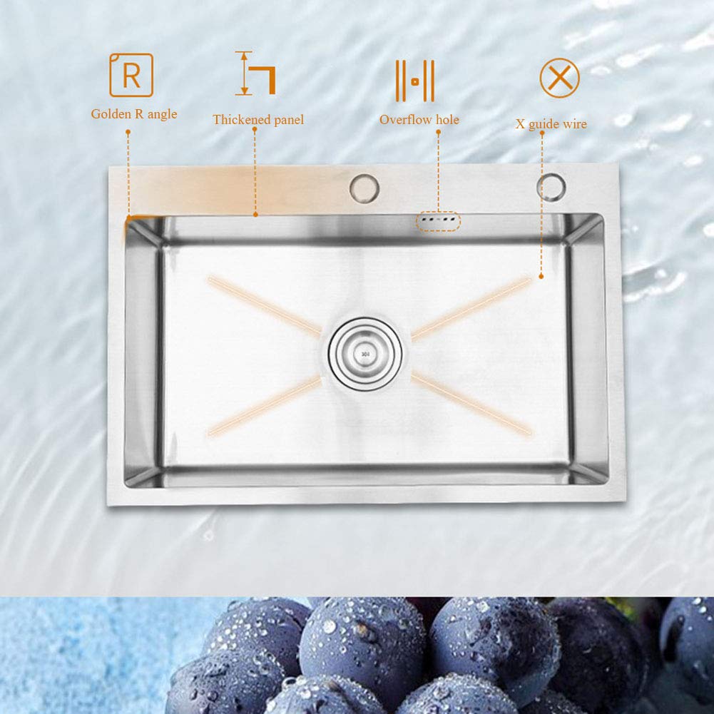 Buy RSTJSjef Top Mount DropIn Kitchen Basin, Handmade 304 Stainless