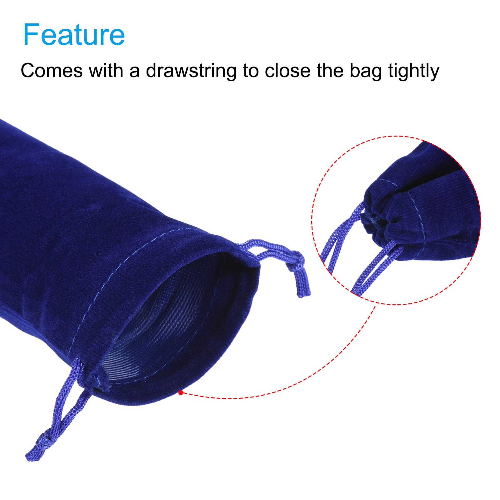 PATIKIL 14x10cm Microfiber Pouch, 5Pcs Soft Storage Drawstring Gift Bag for Glasses Wedding Dark Blue - Image 3