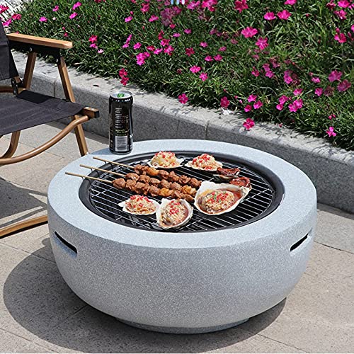 BKSXSOP Mesa de Barbacoa de leña para jardín con brasero Exterior - 60 cm/23 Pulgadas, Cuenco con Tapa Protectora contra chispas.