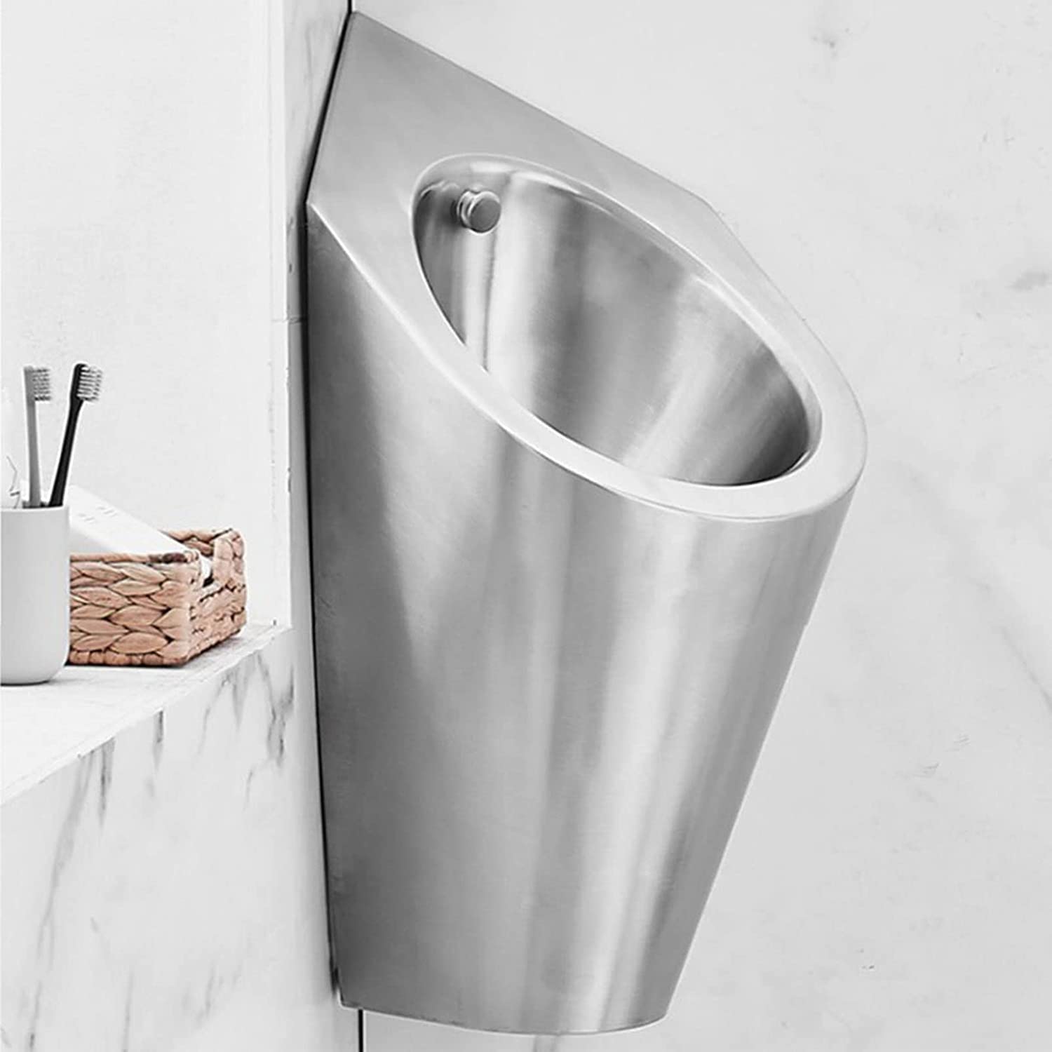 Produktbild von Fadiadem Urinal Aus 304 Edelstahl – Wandmontiert, Mit Ablaufventil, Für Zuhause, Hotel, Bar & Flughafen