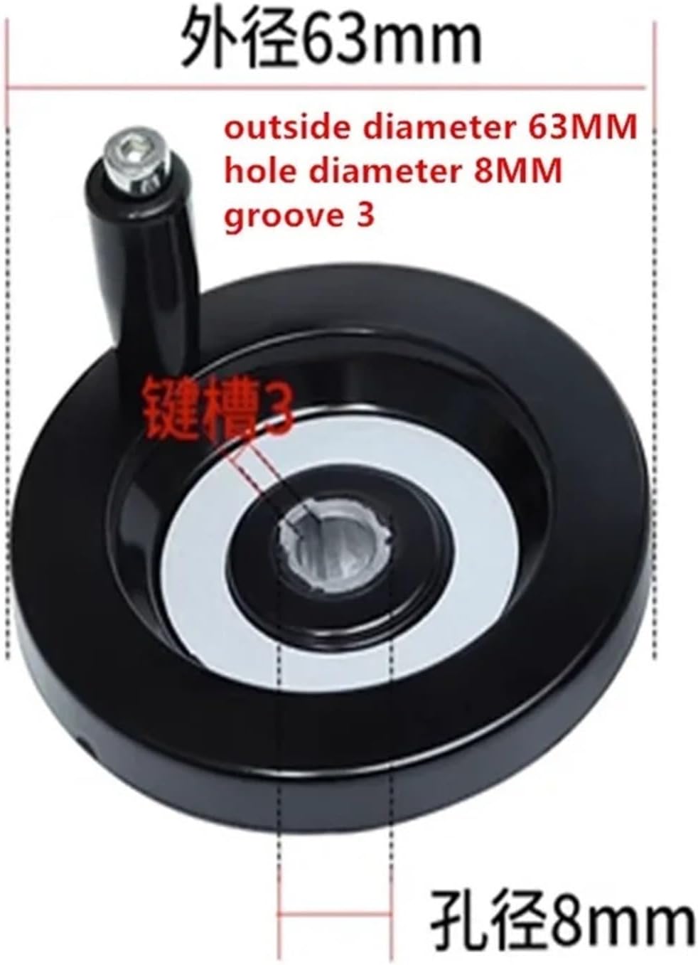 Back-wave handwheel CNC Handwheel Hand Wheel Handle Diameter 63MM 80MM 100MM 125MM 160MM 200MM 250MM 3-6 8-22MM(40x40x11mm)