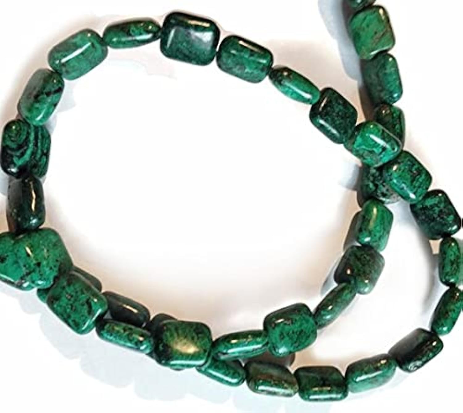 Chrysocolla perles naturelles 16 rectangles lisses 7.5x9mm pour loisirs