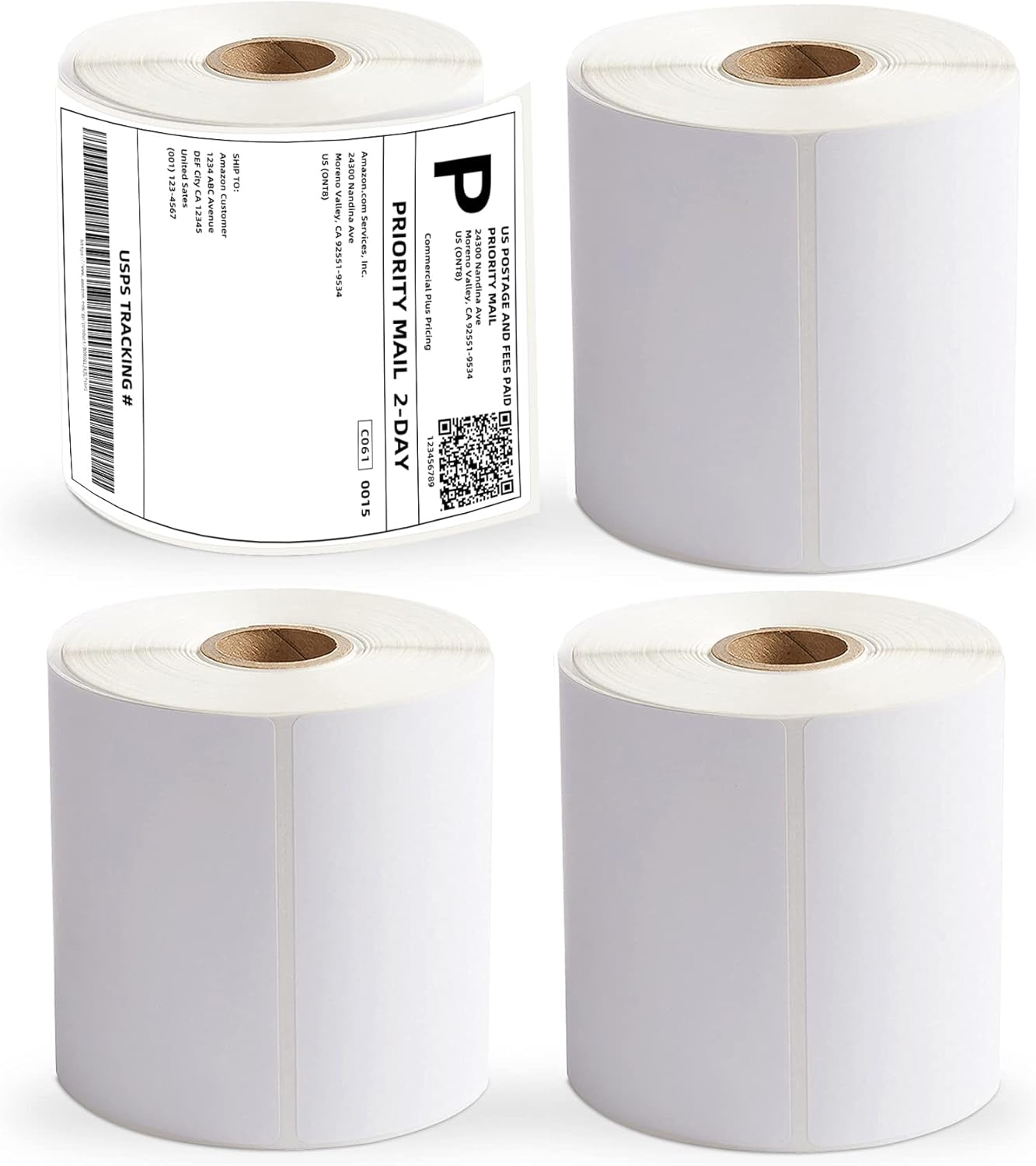 AKOGIRSE 4"x6" Direct Thermal Shipping Labels, 1000 Labels/4 Rolls(250 Labels per Roll), Perforated Mailing Postage Label, Thermal Label Paper Roll Compatible with MUNBYN Rollo Zebra, Strong Adhesive : Office Products