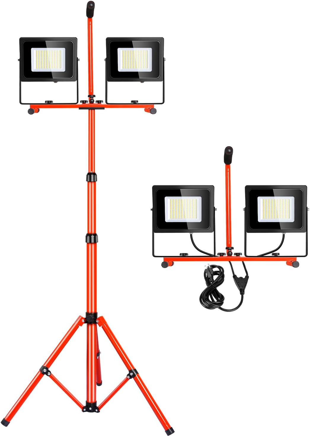 Work Light 10000LM 5000K 1000W Halogen Equivalent led Work Light with 76.8in Adjustable Metal telescoping Tripod Stand IP65 Waterproof for Indoor and Outdoor