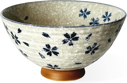 Miniatura 2 de MINO WARE JAPAN Tazón de arroz de cerámica japonesa de estilo tradicional, apto para lavavajillas y microondas, fabricado en Japón (Koyuki Zakura,