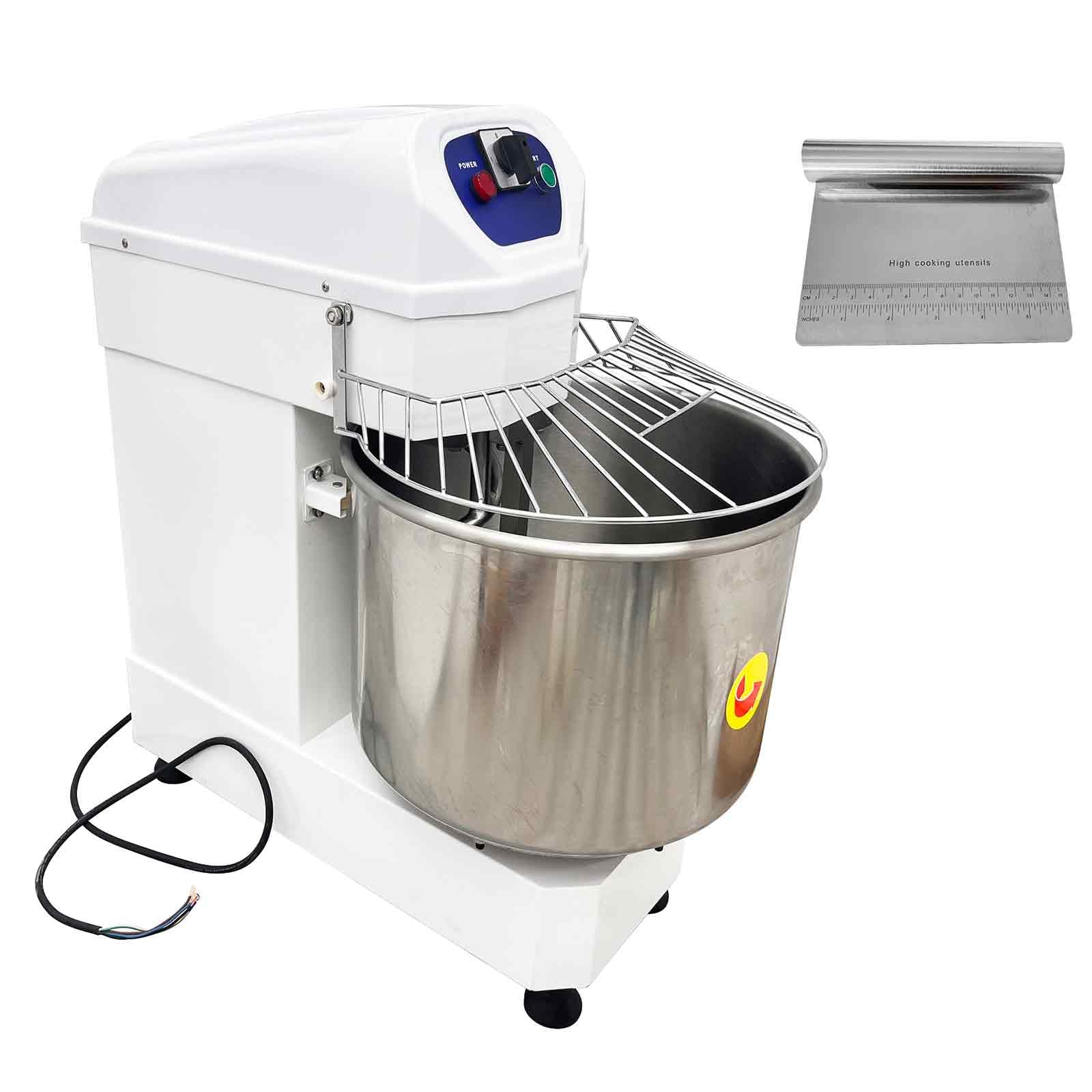 BEILOCKERY 220V Dual-Speed Commercial Stainless Steel Dough Mixer, 60L Capacity with Dual-Motion System (Bowl & Spiral Hook), 2200W Bakery Equipment, Safety Lid Lock & Auto Stop Function