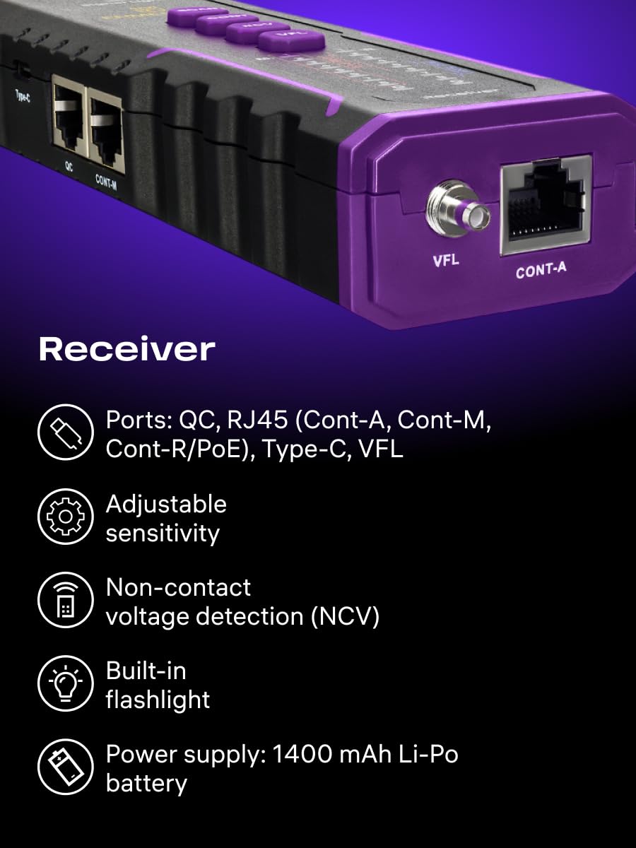 NetGeeks NP45 Tester per Cavi di Rete TDR PoE VFL e NCV RJ45 RJ11 | CAT5E/6/6A Misura Distanza dai Guasti Porta Lampeggiante Polarità e Controllo Qualità dei Connettori LAN per Manutenzione