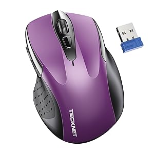 TECKNET Wireless Mouse for Laptop, Silent Mouse Quiet Click, Computer Mice Wireless, 6 Adjustable 4000 DPI Computer Mice - Purple