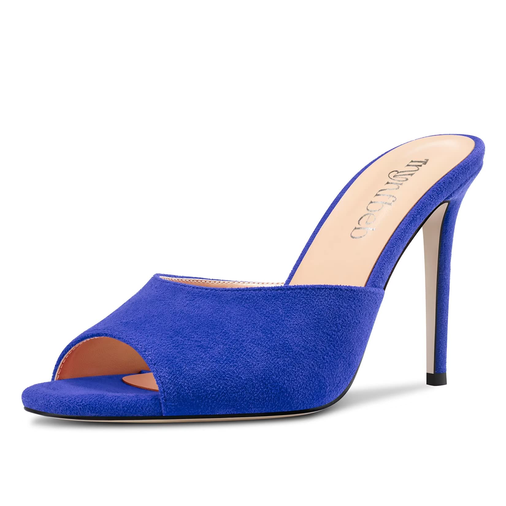 TNYNFBEB Women Stiletto High Heel Peep Open Toe Sandals Slingback Slip-on Wedding Office Cute Basic Classic 3.9 Inches Heels