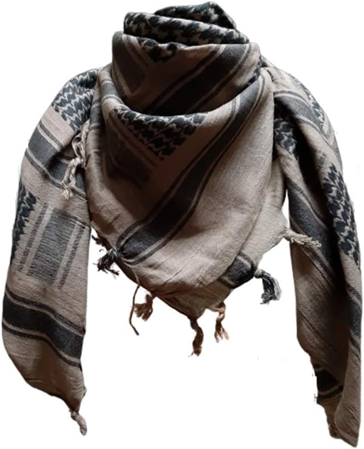 Shemagh Keffiyeh Headdress Arab Scarf Desert Face Wrap Tactical Brown&Black
