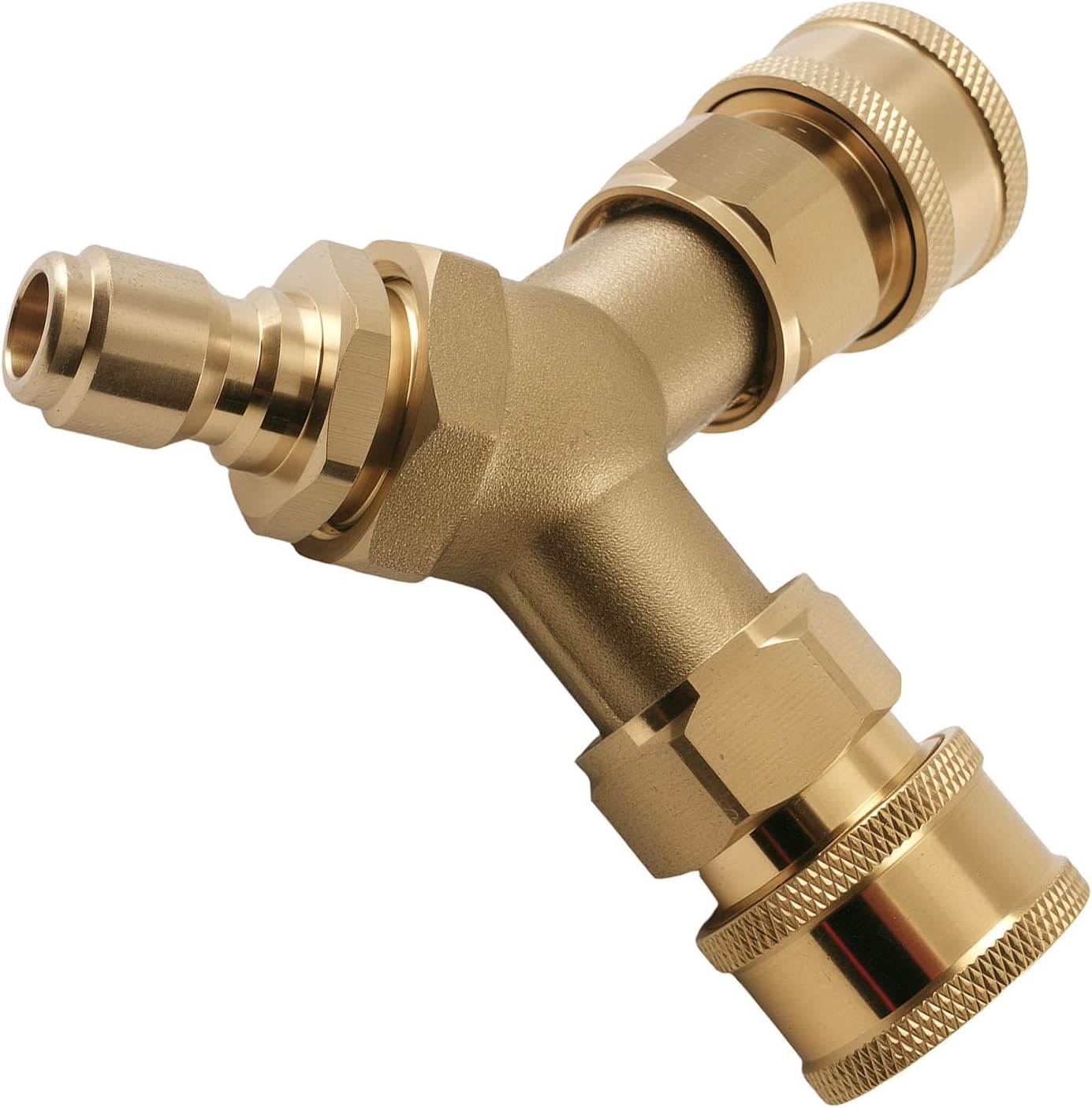 maXpeedingrods Pressure Washer Tee, 3/8 Inch Fitting Splitter Coupler, Quick Connect Two Gun to One Power Washer, Brass Pressure Washer Fitting