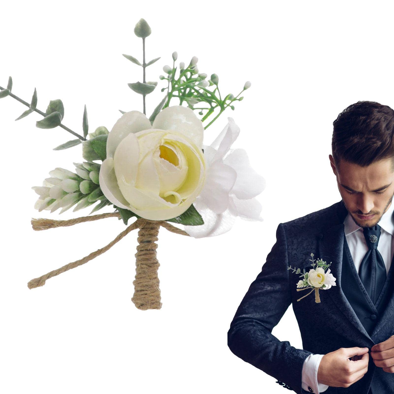 rosas para hombres, ramillete artificial novio con alfileres | Boutonniere hecho a mano para novio y padrinos boda y fiesta aniversario