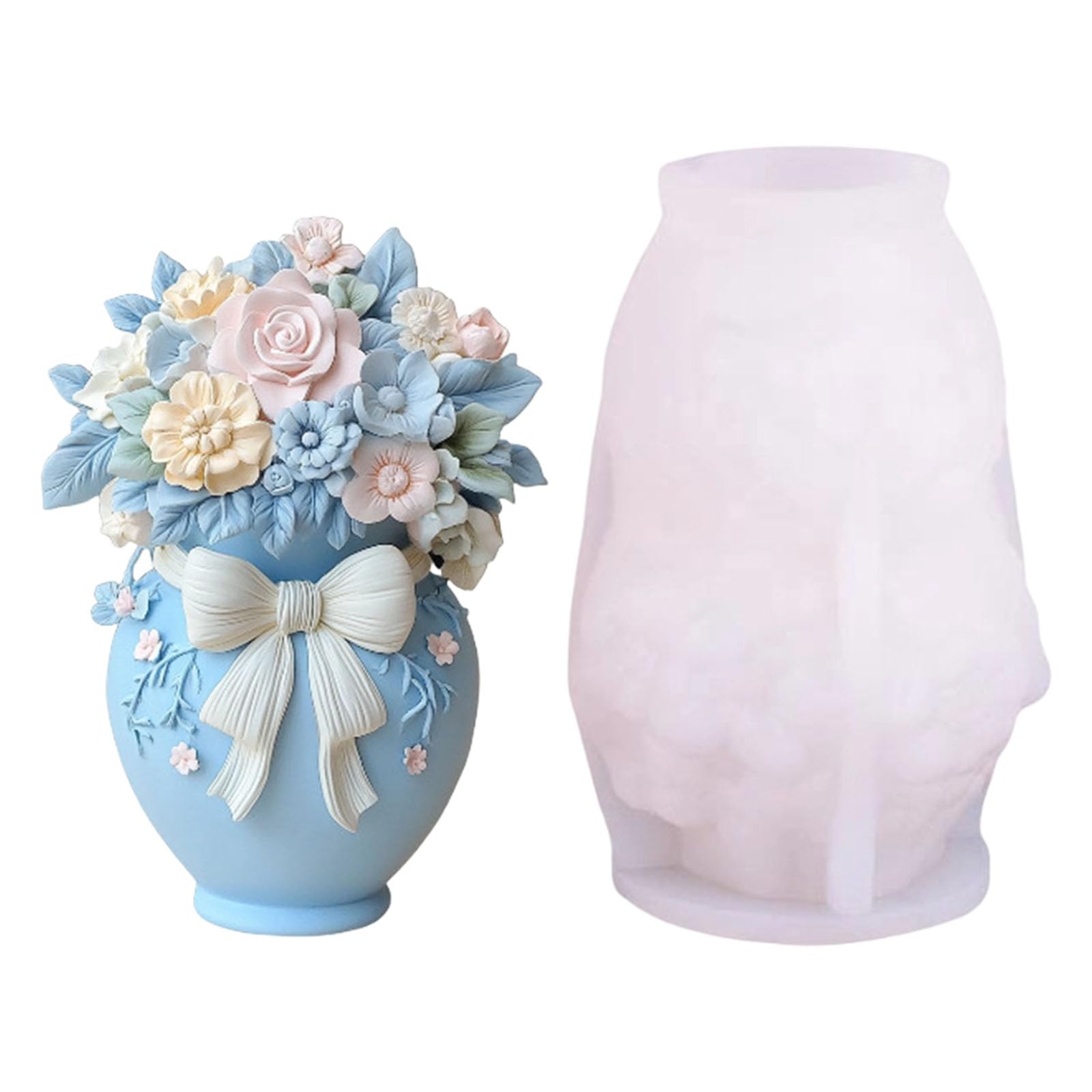 NEWFT Bowknot Vase Shape Silicone Molds for Epoxy Resin Wedding Decoration Easy Demolding Silicones Soap Silicone Mold