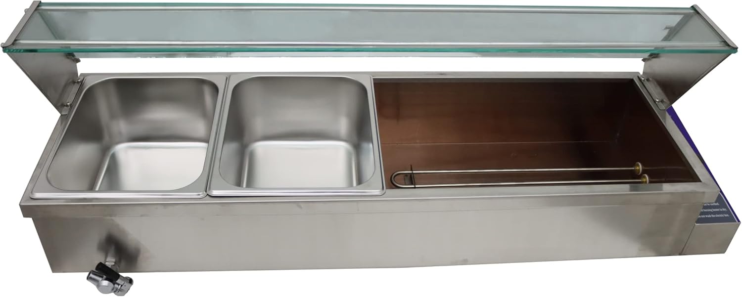 INTBUYING 4 pan Food Warmer Steam Table Kitchen Machine Bath Warmer Breakfast Supply