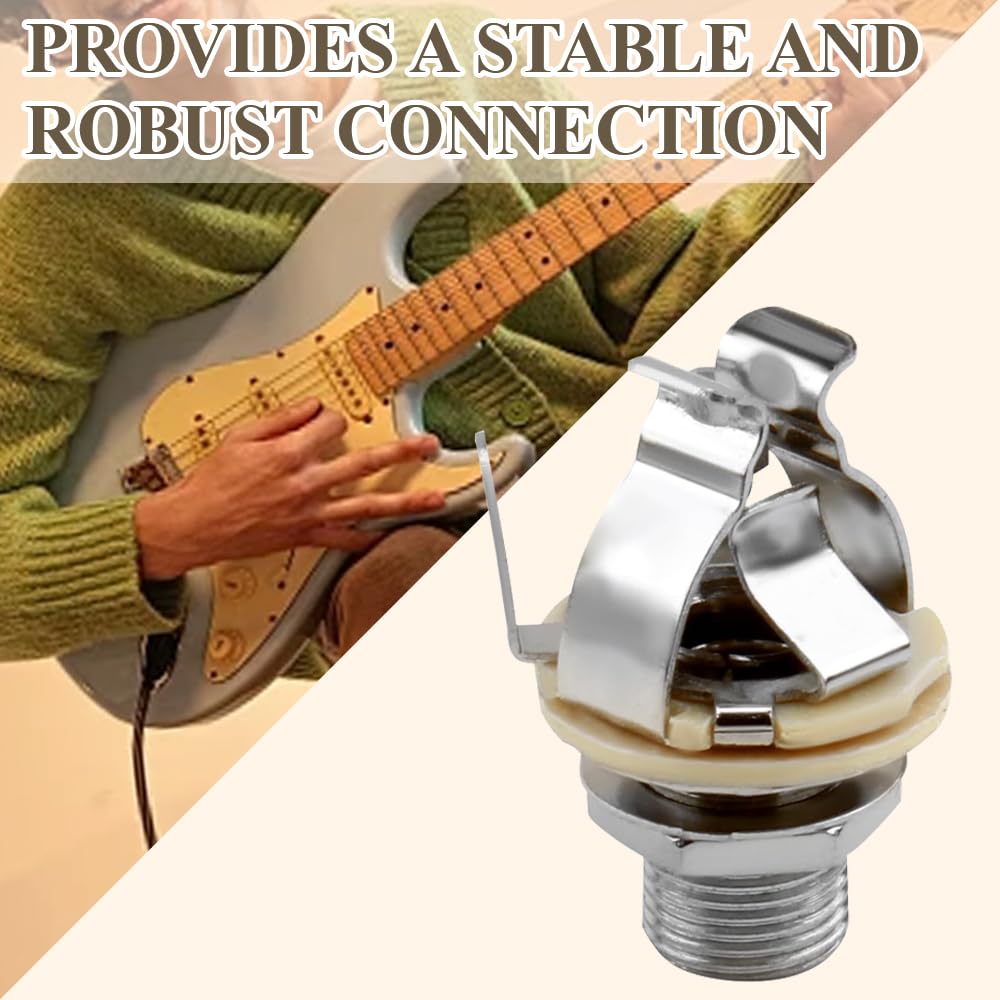 Guitar Jack Socket Copper Construction Full-Contact Output Jack Socket Silver 4-Contact Stereo Jack for Electric Guitar Bass Speakers Audio Amplifier - Image 4