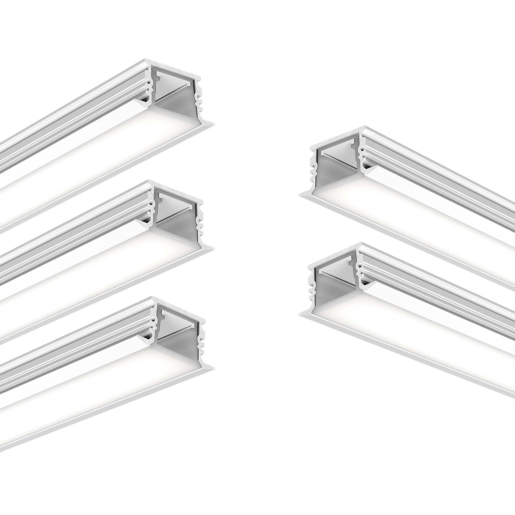 G.W.S® Waterproof Recessed LED Profile, 5-Pack Aluminium Channel for LED Strip Light, 2 Metres 25mmx12.9mm (295-D2513) — image 1
