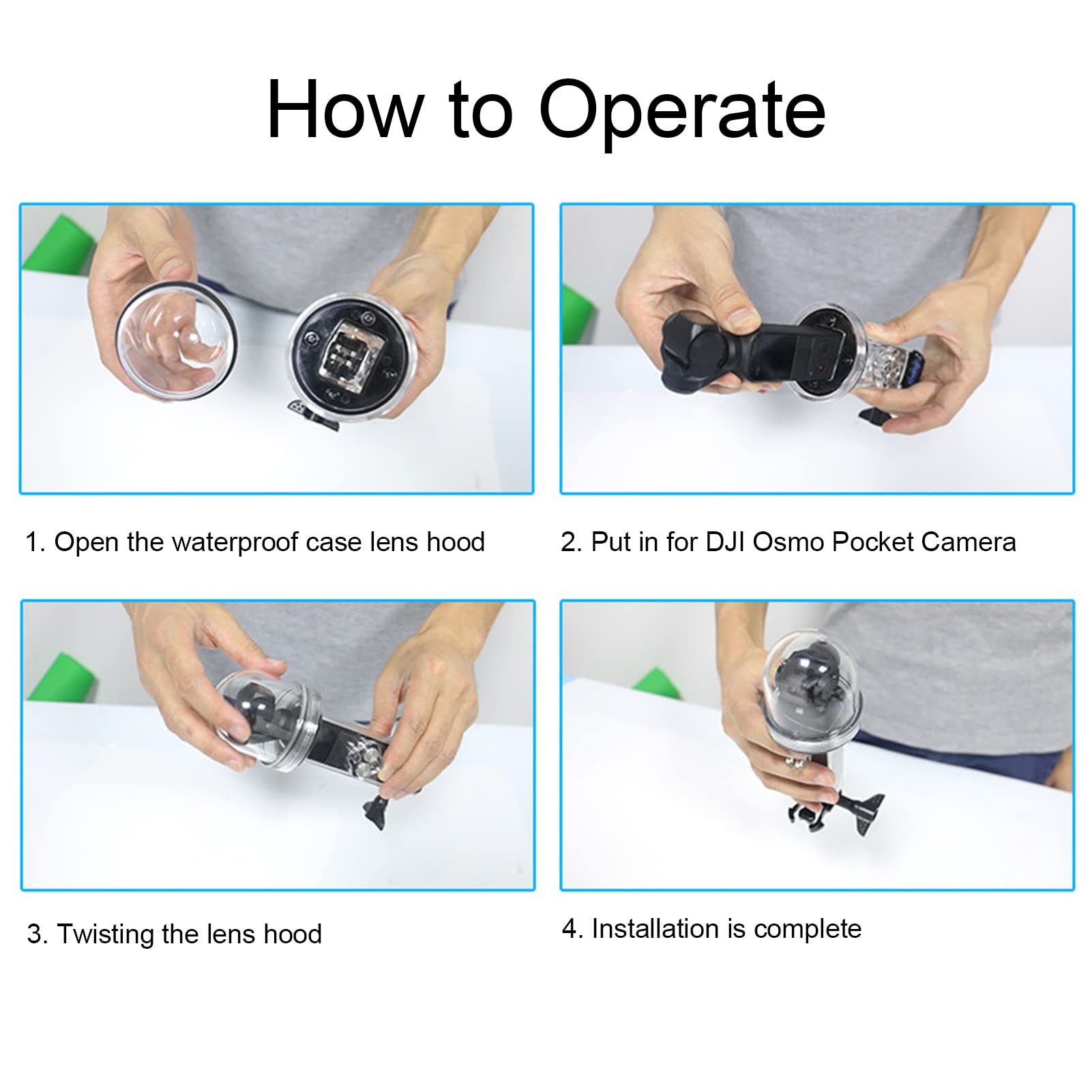 Zunate Carcasa Impermeable de 60 M, para dji Osmo Pocket, Funda Protectora Subacuática de 60 M/196,8 Pies, con Diseño de Cúpula Semicircular, para Surf, Buceo, Natación