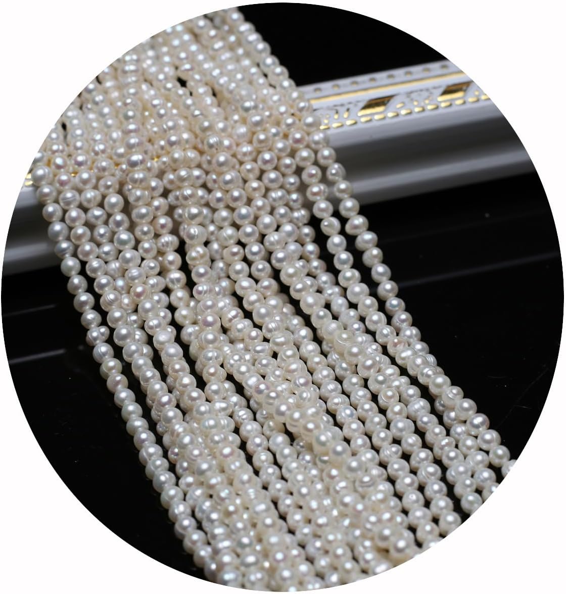 3-4mm Natural Pearl Beads Small Round Shape White Cultured Freshwater Pearl Loose Beads for Jewelry Making Necklace DIY Craft