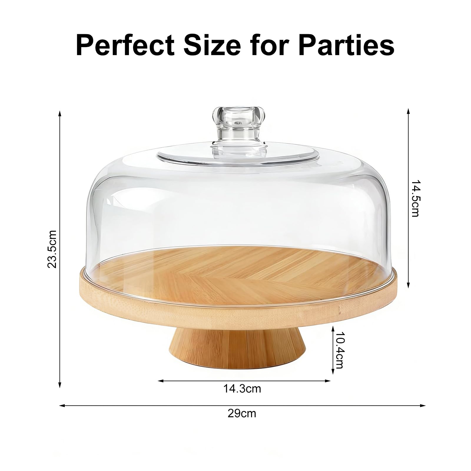 Tortenplatte mit Deckel,Kuchenständer aus Bambus und Holz,Tortenständer mit Fuß,2-in-1 Dessert-Display-Set & Charcuterie-Brett für Hochzeiten, Partys, Bäckereien