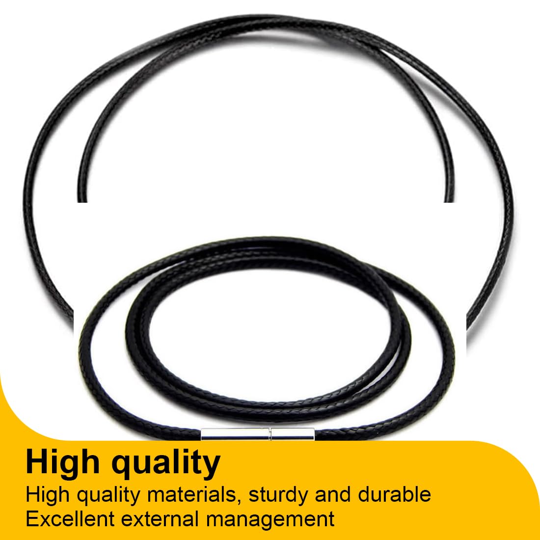 Cordon Collier Réglable 3 Tailles Lot De 3 Cordons Collier Cuir 3mm - 40/45/50cm Noir Pour Pendentifs Cordon Collier Cuir