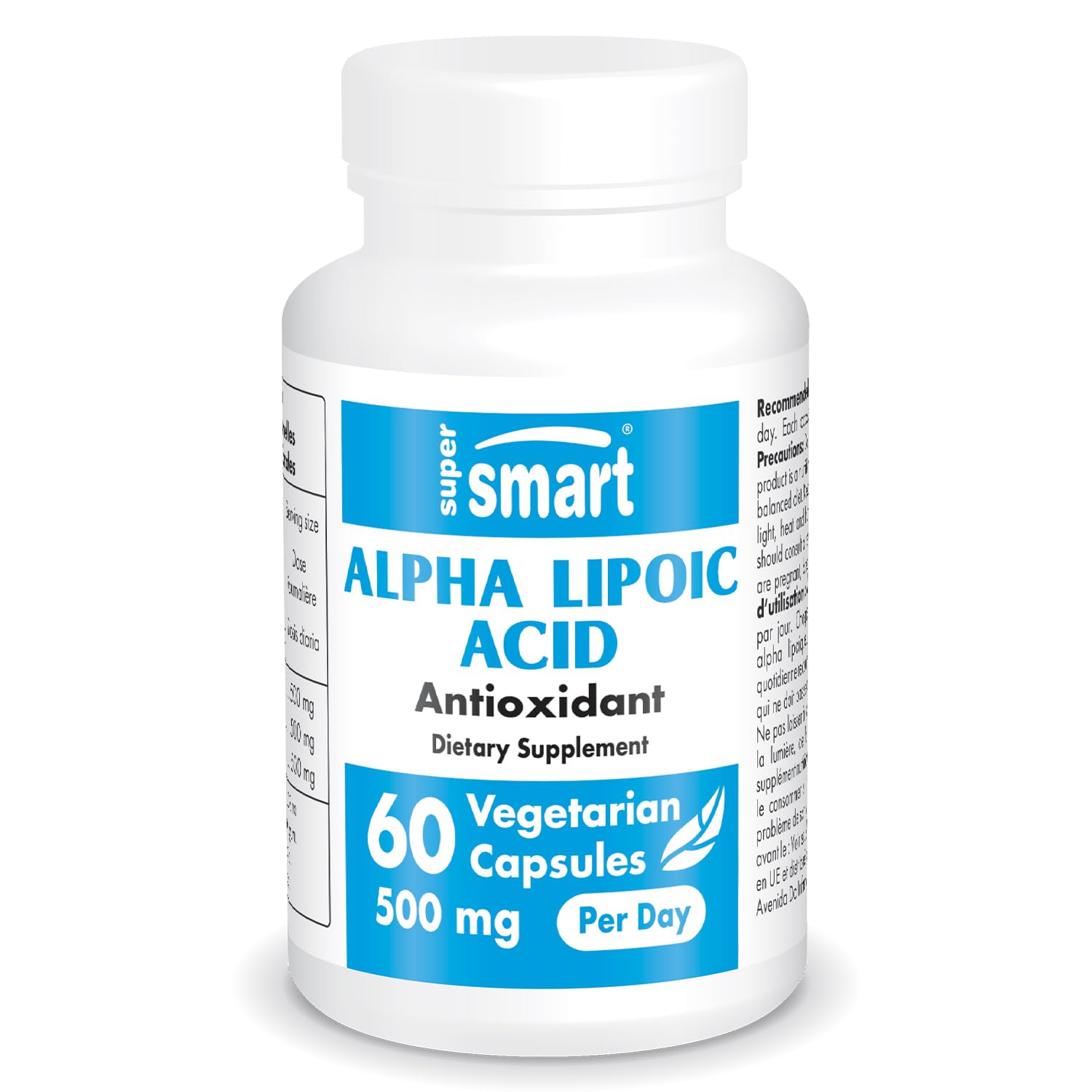 Supersmart - Alpha Lipoic Acid 500mg per Day - High Potency Universal Antioxidant - ALA Supplement | Non-GMO & Gluten Free - 60 Vegetarian Capsules