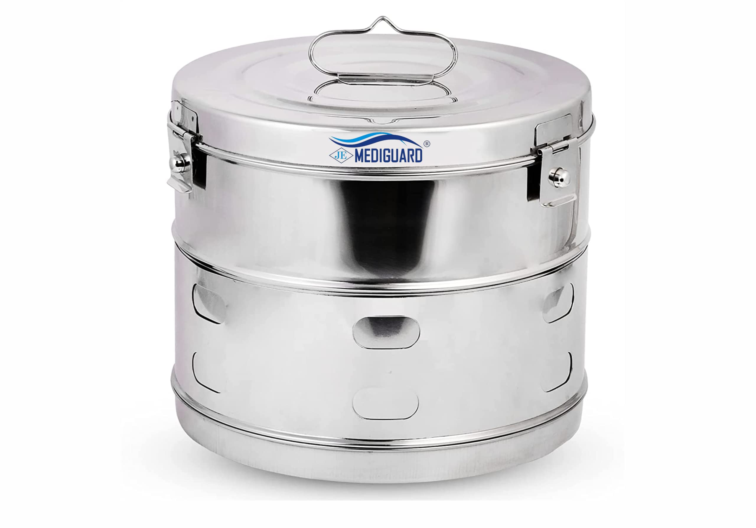 MEDIGUARD Meidcal Dressing Drum Jointed, Fully Stainless Steel, 9"' Diameter x 9'' Height, Pack Of 1