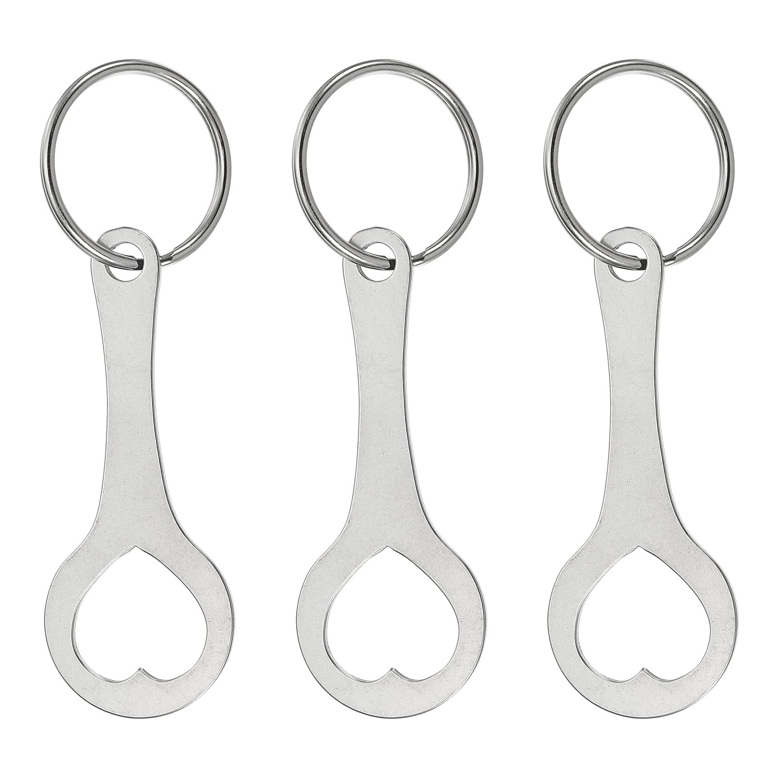 PATIKIL Shopping Trolley Token Key Ring, 3 Pack 2.3 Inch Stainless Steel Cart Remover Unlock Release Keychain for Grocery Shopping Cart, Silver Tone
