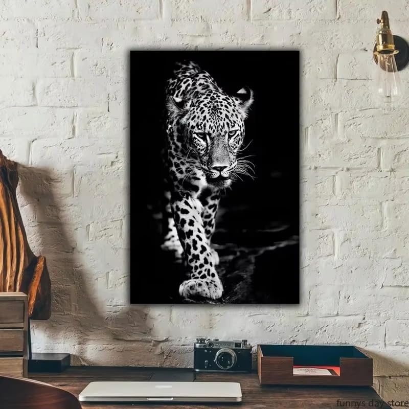 Animaux modulaires tableau léopard noir et blanc affiche murale
