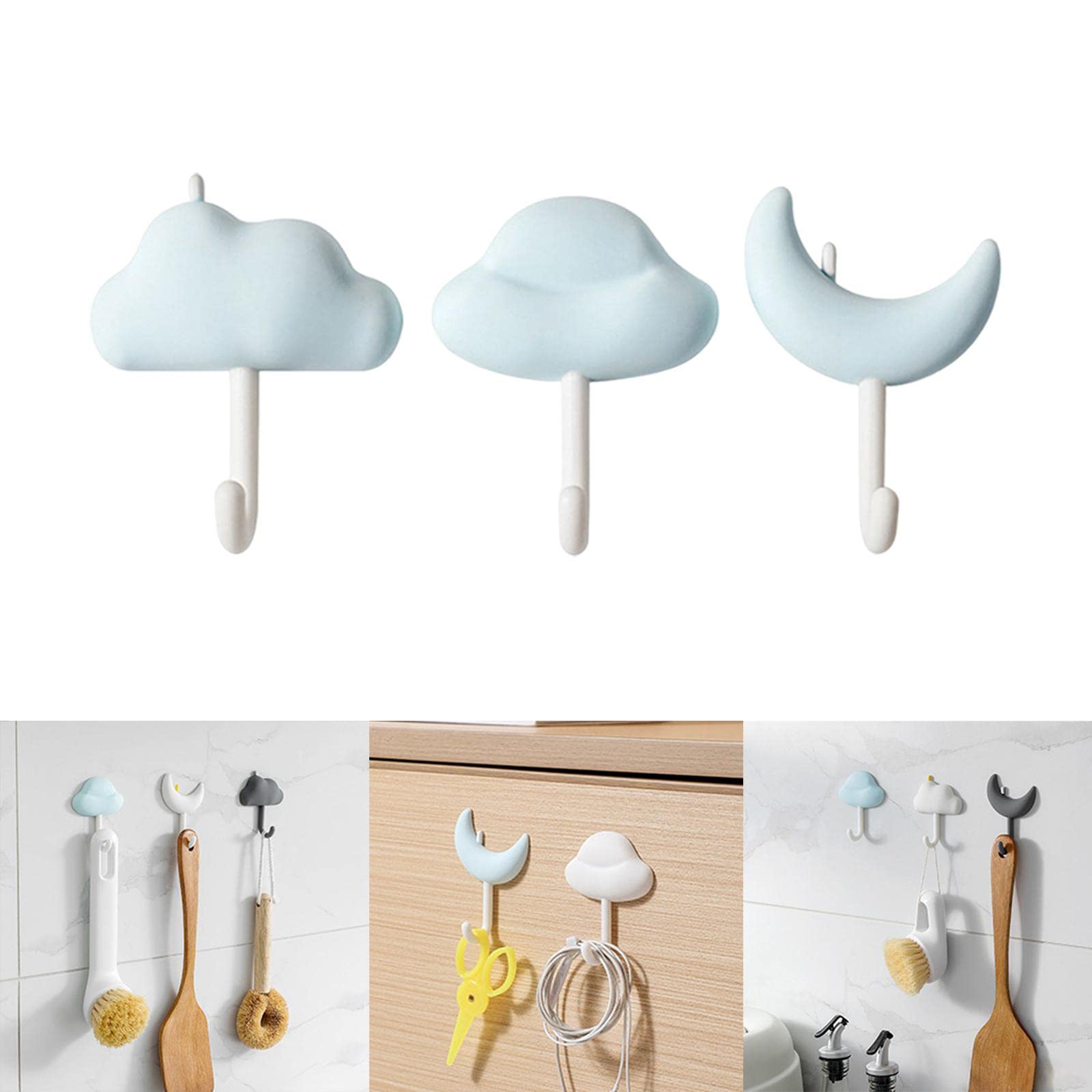 Appendiabiti con 3 Ganci da Parete/su Parete, Impermeabile, Adesivo, per Cappelli, Asciugamani, Doccia, Soggiorno