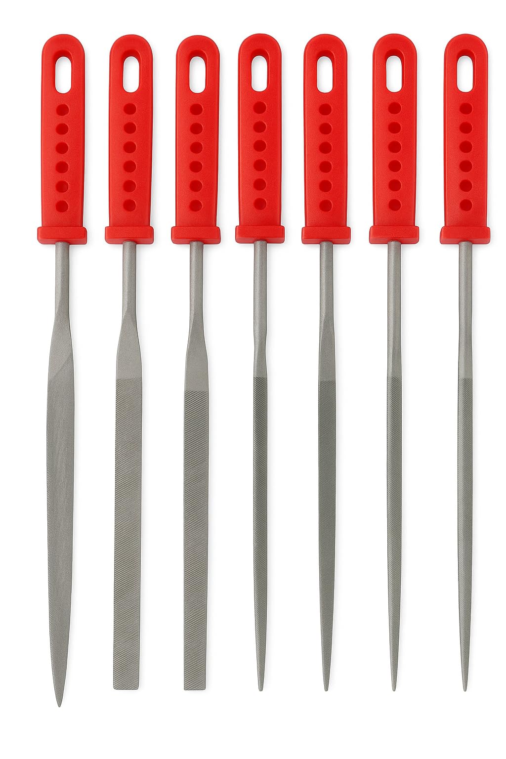 6-Piece Needle File Set – Precision High Carbon Steel Files with Plastic Handles for Metalworking, Woodworking, and DIY Projects