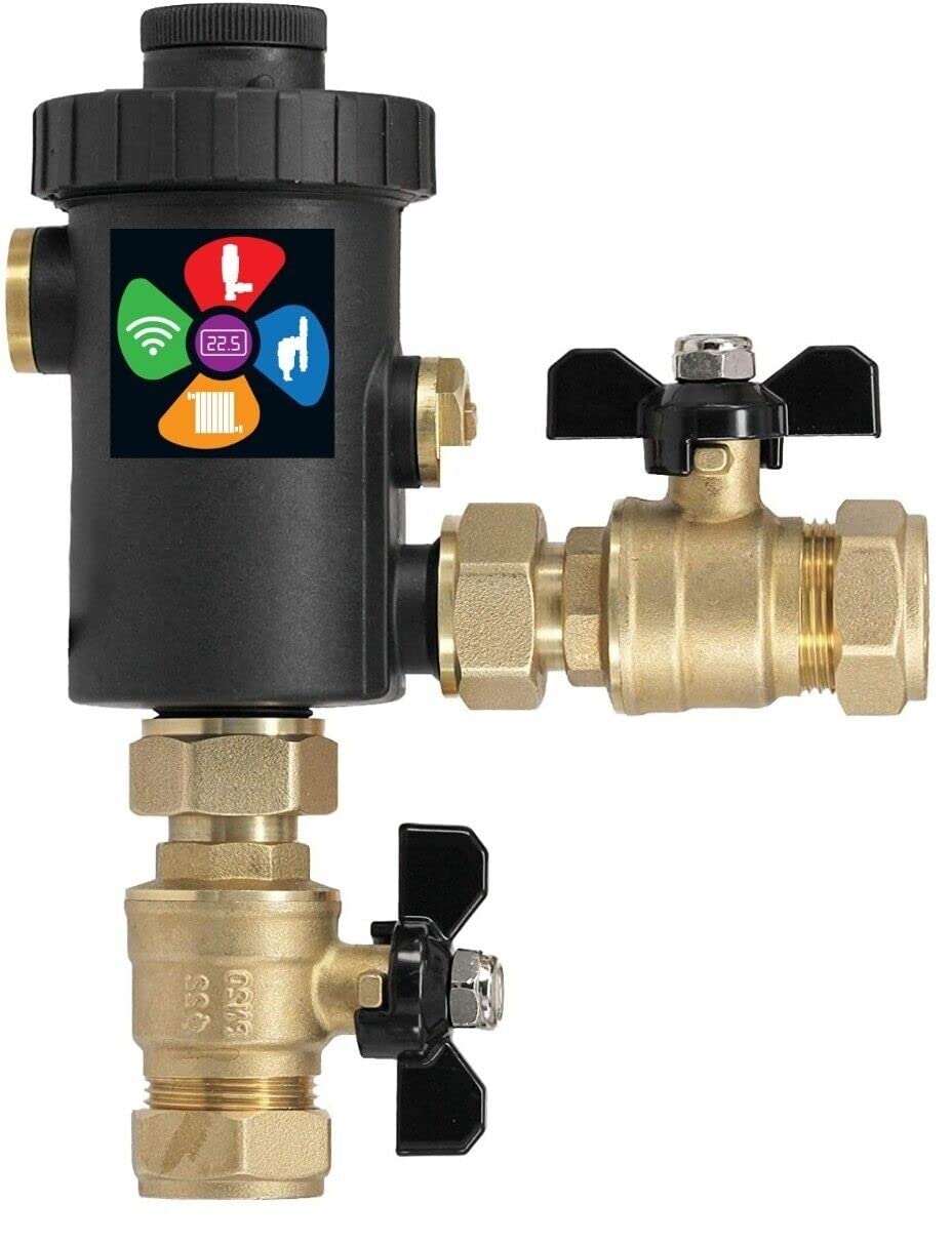 Filtro Magnetico Per Caldaia 22 Mm In Linea Con Inibitore 500 Ml, Protezione Da Fango E Calcare