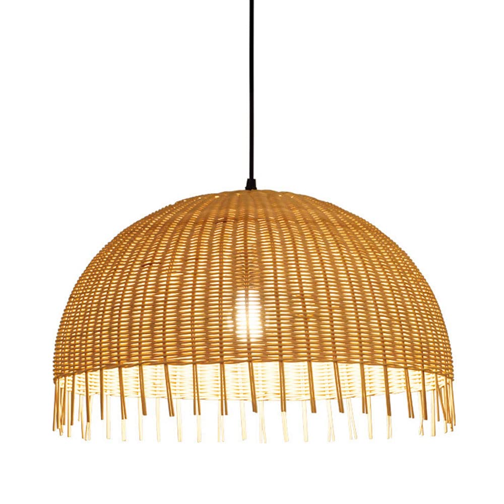 LYMSXAZOU New Chinese Chandelier Rattan Art Creativity Pendant Light Pastoral Restaurant Lampshade Hand Made Retro Hanging Lamp E27 Chandeliers Bar Cafe Bamboo Weaving Lights